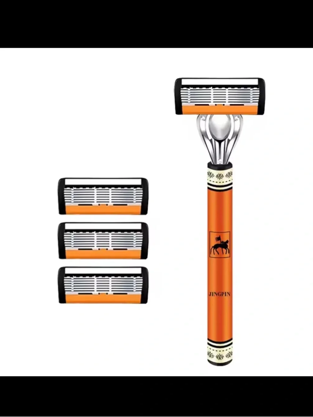 L🌺W. Start 👀Men's Orange Safety Razor with 3 Replacement Cartridges